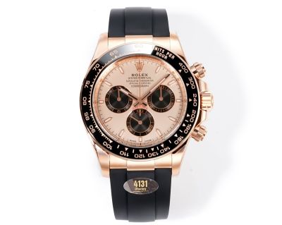 Rolex Daytona 904L Steel 40mm 4131 Movement Ceramic Rose Gold Face Oysterflex Watch